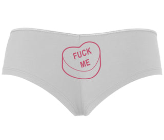 Fuck Me - Valentines Day Candy - White Boyshort