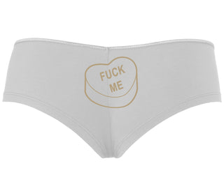 Fuck Me - Valentines Day Candy - White Boyshort