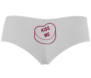 Valentines Day Candy - Kiss Me - White Boyshort