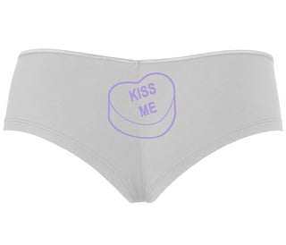 Valentines Day Candy - Kiss Me - White Boyshort