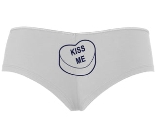 Valentines Day Candy - Kiss Me - White Boyshort
