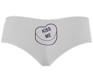 Valentines Day Candy - Kiss Me - White Boyshort