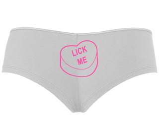 Valentines Day Candy - Lick Me - White Boyshort