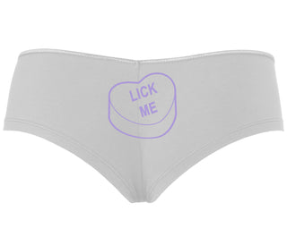 Valentines Day Candy - Lick Me - White Boyshort