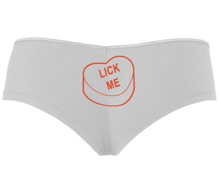 Valentines Day Candy - Lick Me - White Boyshort
