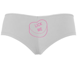 Valentines Day Candy - Lick Me - White Boyshort