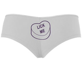 Valentines Day Candy - Lick Me - White Boyshort