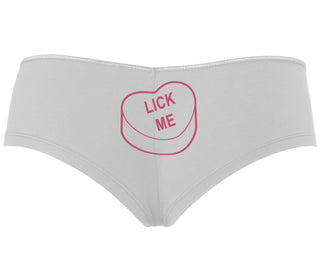 Valentines Day Candy - Lick Me - White Boyshort