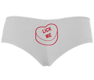 Valentines Day Candy - Lick Me - White Boyshort