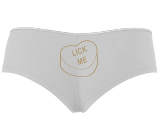 Valentines Day Candy - Lick Me - White Boyshort