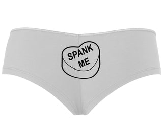 Valentines Day Candy - Spank Me - White Boyshort