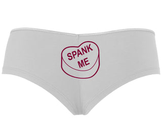 Valentines Day Candy - Spank Me - White Boyshort