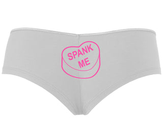 Valentines Day Candy - Spank Me - White Boyshort