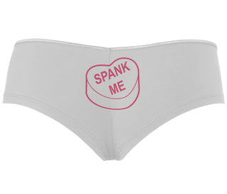 Valentines Day Candy - Spank Me - White Boyshort