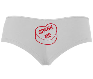 Valentines Day Candy - Spank Me - White Boyshort