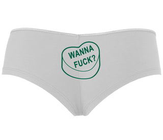 Valentines Day Candy - Wanna Fuck - White Boyshort