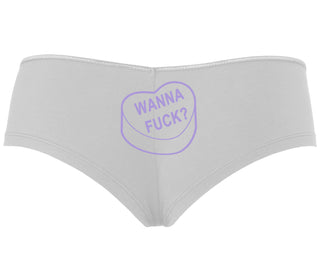 Valentines Day Candy - Wanna Fuck - White Boyshort