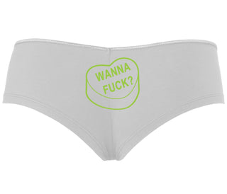 Valentines Day Candy - Wanna Fuck - White Boyshort