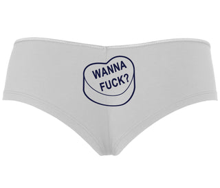 Valentines Day Candy - Wanna Fuck - White Boyshort