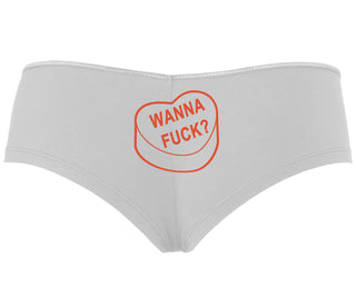 Valentines Day Candy - Wanna Fuck - White Boyshort