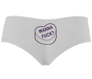 Valentines Day Candy - Wanna Fuck - White Boyshort