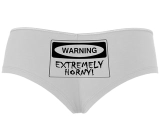 Warning Extremely Horny - White Boyshort