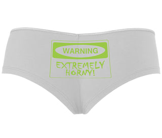 Warning Extremely Horny - White Boyshort