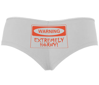 Warning Extremely Horny - White Boyshort