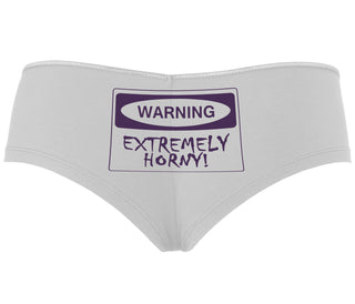 Warning Extremely Horny - White Boyshort