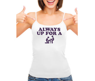 Always Up For A Threesome - White Camisole Tank Top
