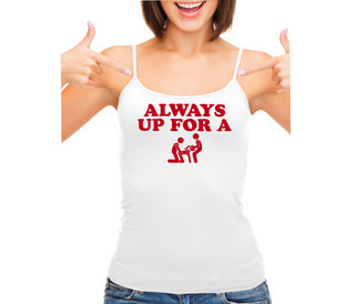 Always Up For A Threesome - White Camisole Tank Top