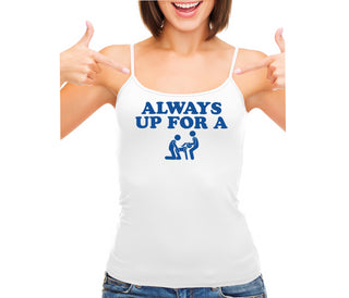Always Up For A Threesome - White Camisole Tank Top