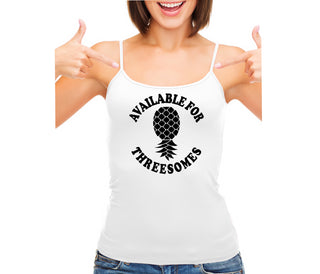 Available for Threesomes - Swinger Pineapple - White Camisole Tank Top