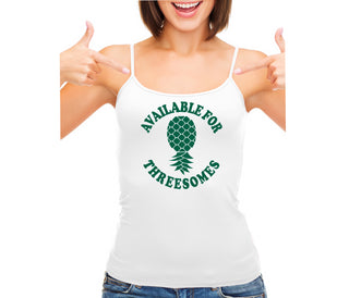 Available for Threesomes - Swinger Pineapple - White Camisole Tank Top