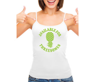 Available for Threesomes - Swinger Pineapple - White Camisole Tank Top