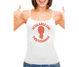 Available for Threesomes - Swinger Pineapple - White Camisole Tank Top