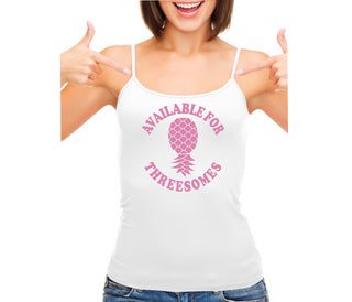 Available for Threesomes - Swinger Pineapple - White Camisole Tank Top