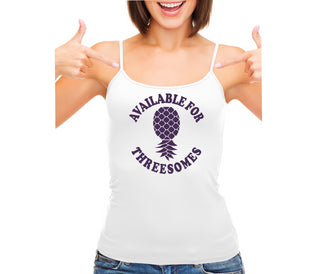 Available for Threesomes - Swinger Pineapple - White Camisole Tank Top