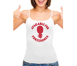 Available for Threesomes - Swinger Pineapple - White Camisole Tank Top