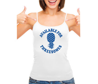 Available for Threesomes - Swinger Pineapple - White Camisole Tank Top