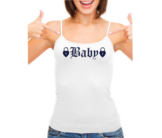 Baby Goth Look With Locks - White Camisole Tank Top