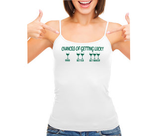 Chances Of Getting Lucky - More Wine - White Camisole Tank Top