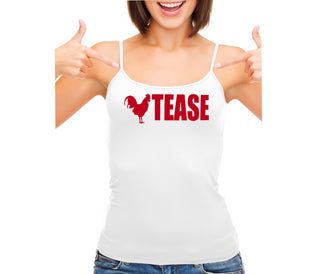 Cock Tease - Rooster - White Camisole Tank Top