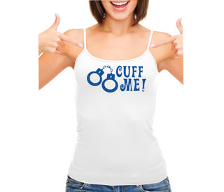 Cuff Me - Cute Handcuff Design - White Camisole Tank Top