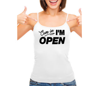 Cum In I'm Open - White Camisole Tank Top