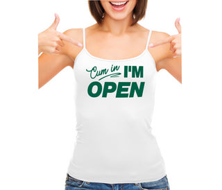 Cum In I'm Open - White Camisole Tank Top