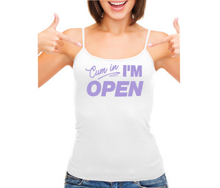 Cum In I'm Open - White Camisole Tank Top