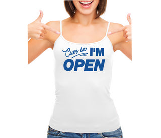Cum In I'm Open - White Camisole Tank Top
