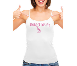 Deepthroat - Funny Giraffe Logo - White Camisole Tank Top