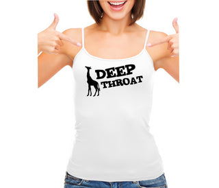 Deep throat - Giraffe Funny Logo - White Camisole Tank Top
